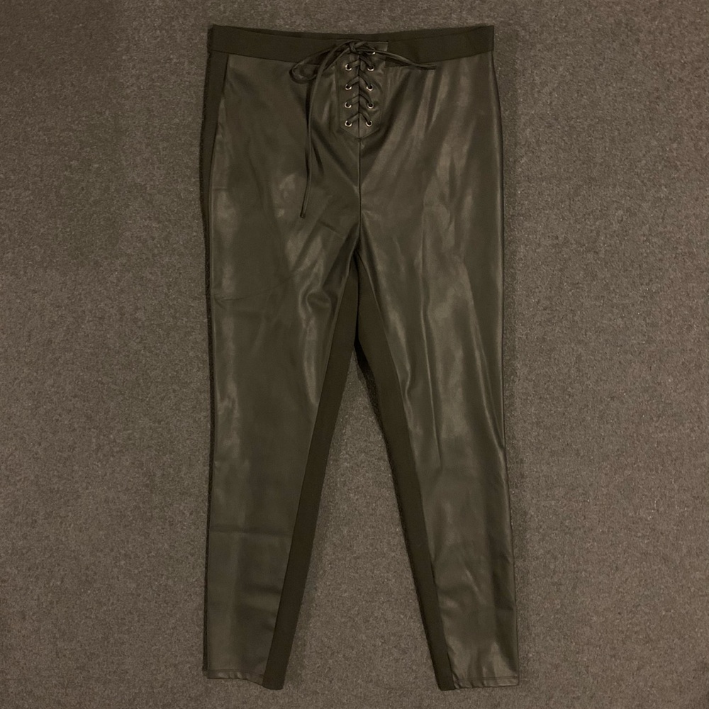 BCBGeneration Faux Leather Lace-Up Leggings